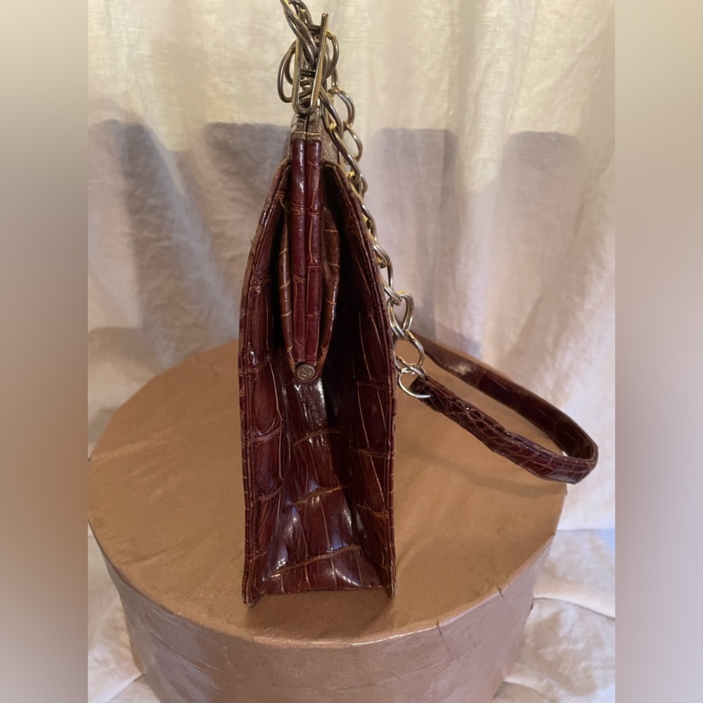Authentic Crocodile Handbag, Updated Vintage Beauty With Chain Strap At 35”. View 2